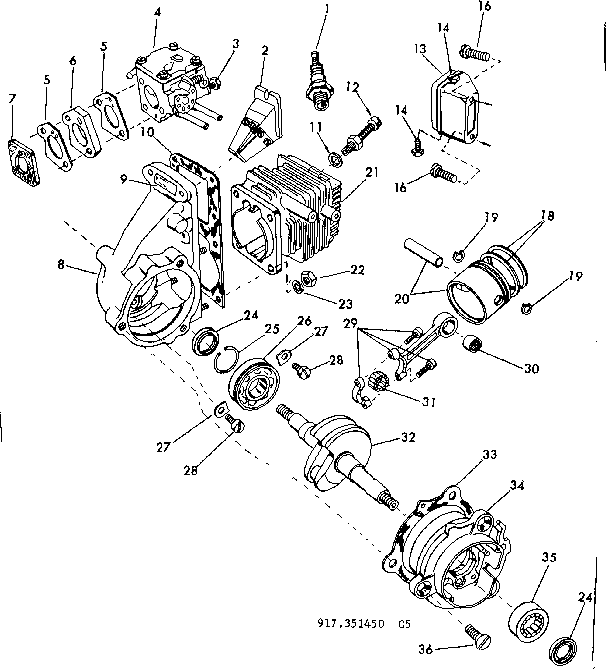 Carburetor Diagram and Parts List for 917351450  Craftsman Chainsaw