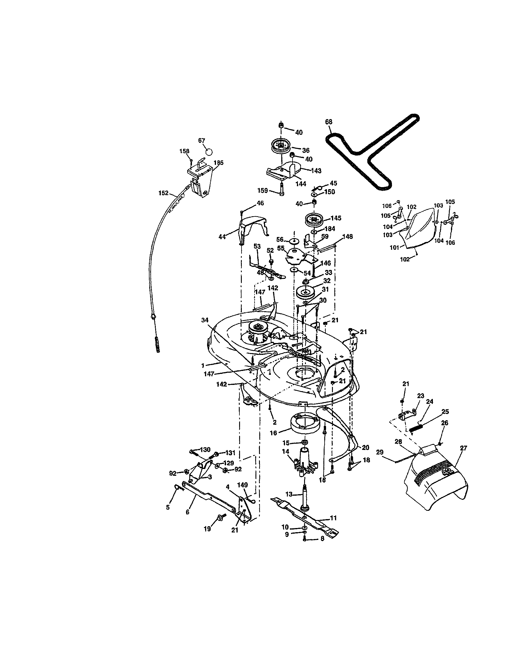 Mower Deck Diagram and Parts List for 917273402  Craftsman Lawn Tractor