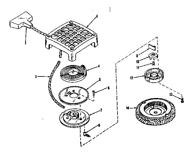 Rewind Starter No. 28630 Diagram and Parts List for 14382004  Craftsman Engine