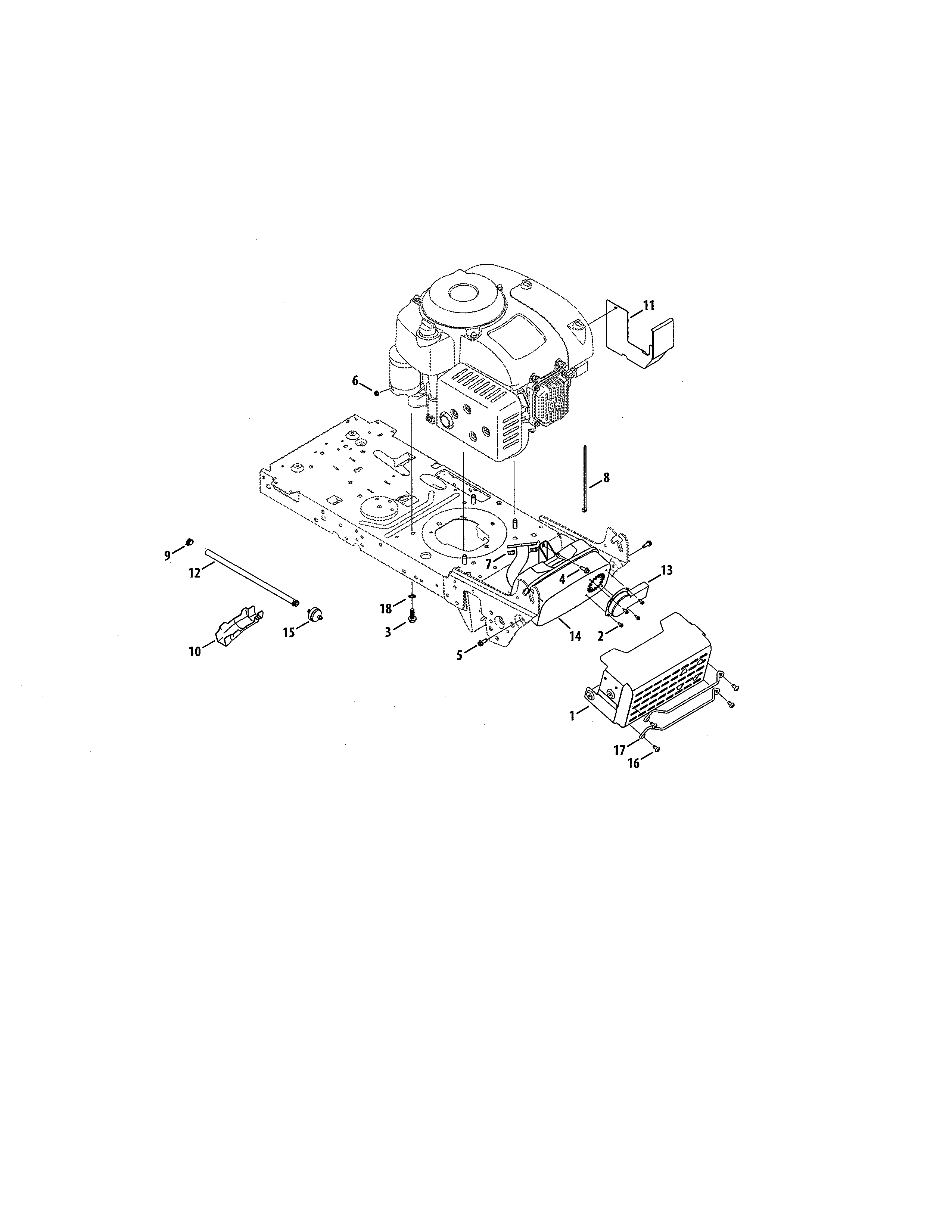 Engine/muffler Diagram and Parts List for 247203705  Craftsman Lawn Tractor