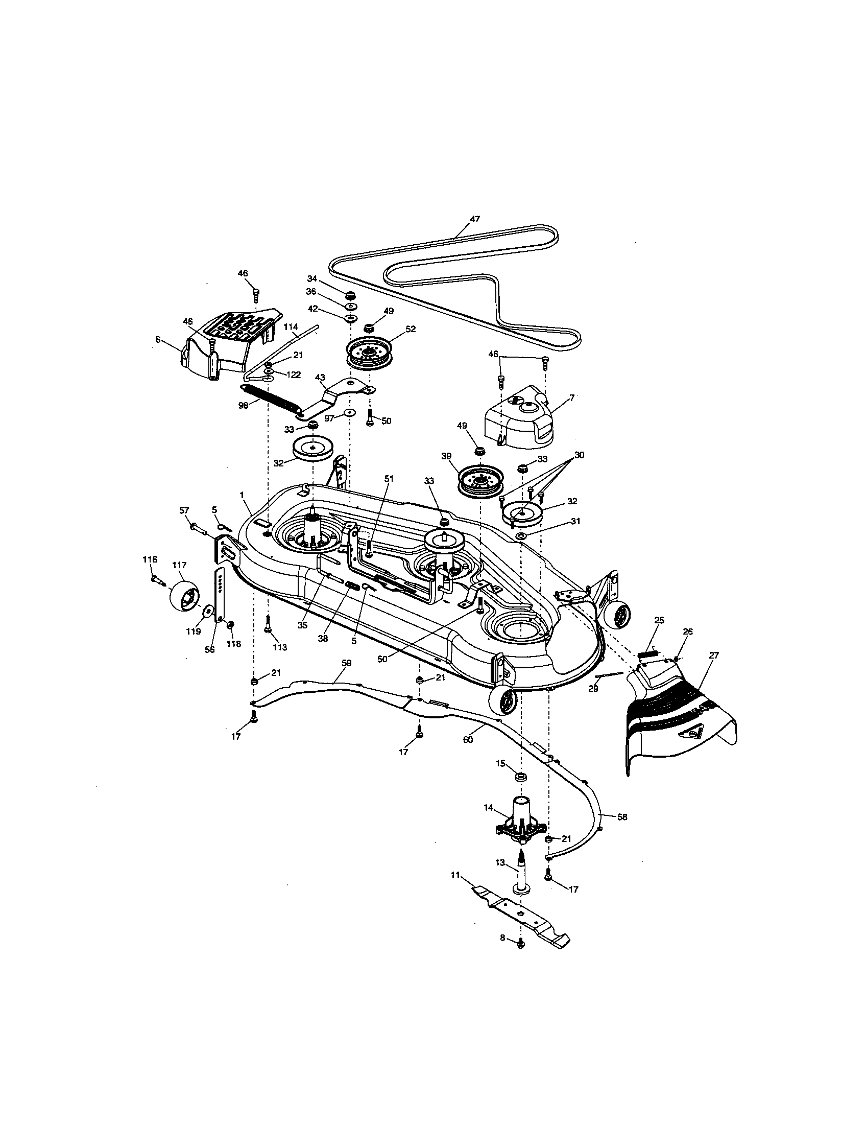 Mower Deck Diagram and Parts List for 917276220  Craftsman Lawn Tractor