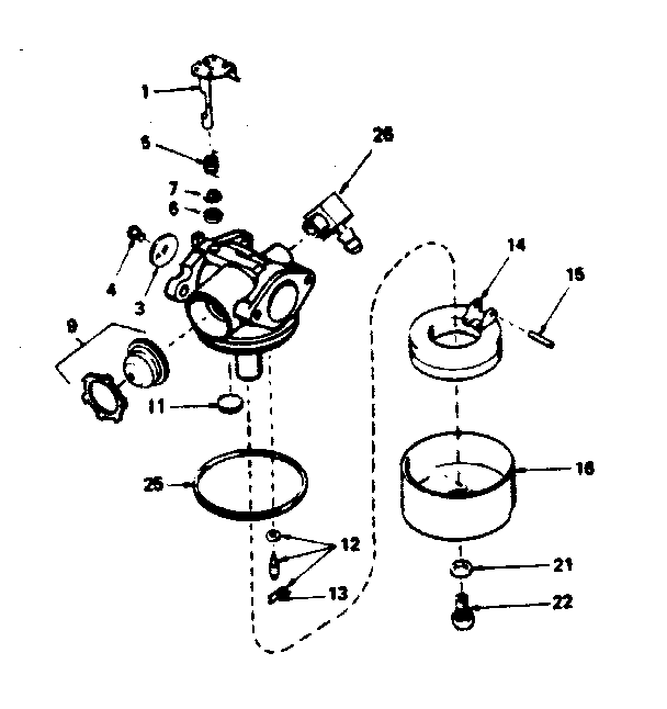 Carburetor Diagram and Parts List for 143384182  Craftsman Engine