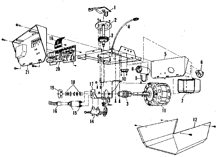 Chassis Assembly Diagram and Parts List for 13953607  Craftsman Garage Door Opener
