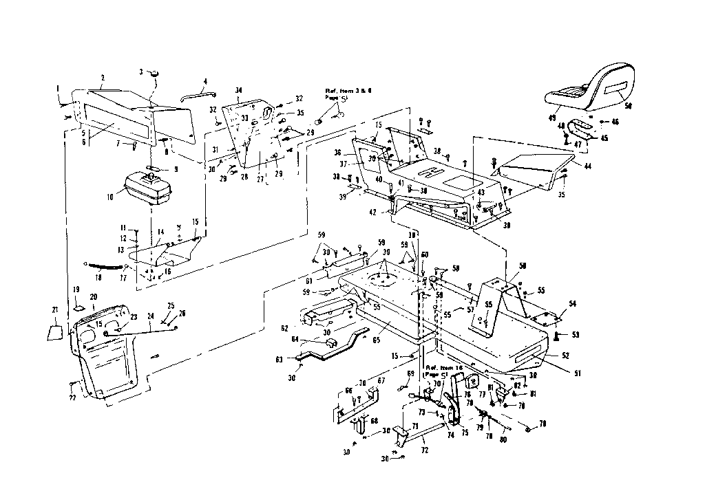 Top Half Diagram and Parts List for 536255212  Craftsman Lawn Tractor