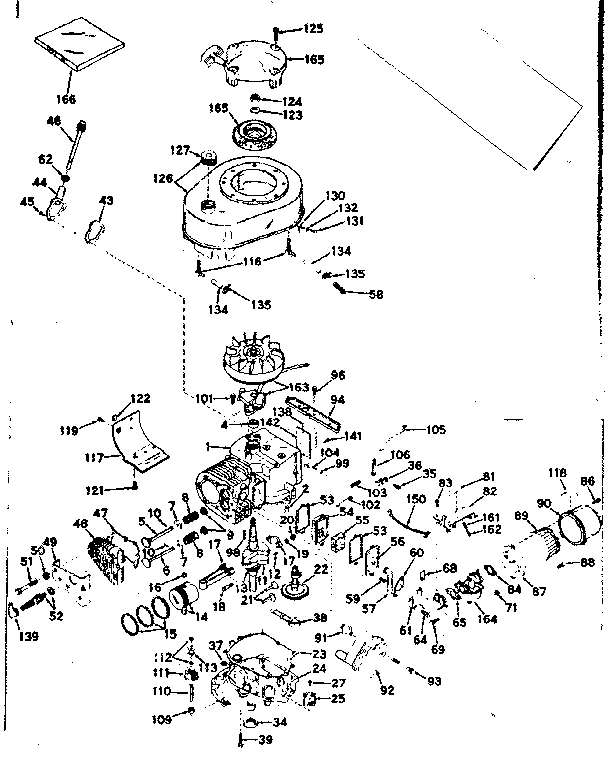 Basic Engine Diagram and Parts List for 143155052  Craftsman Engine