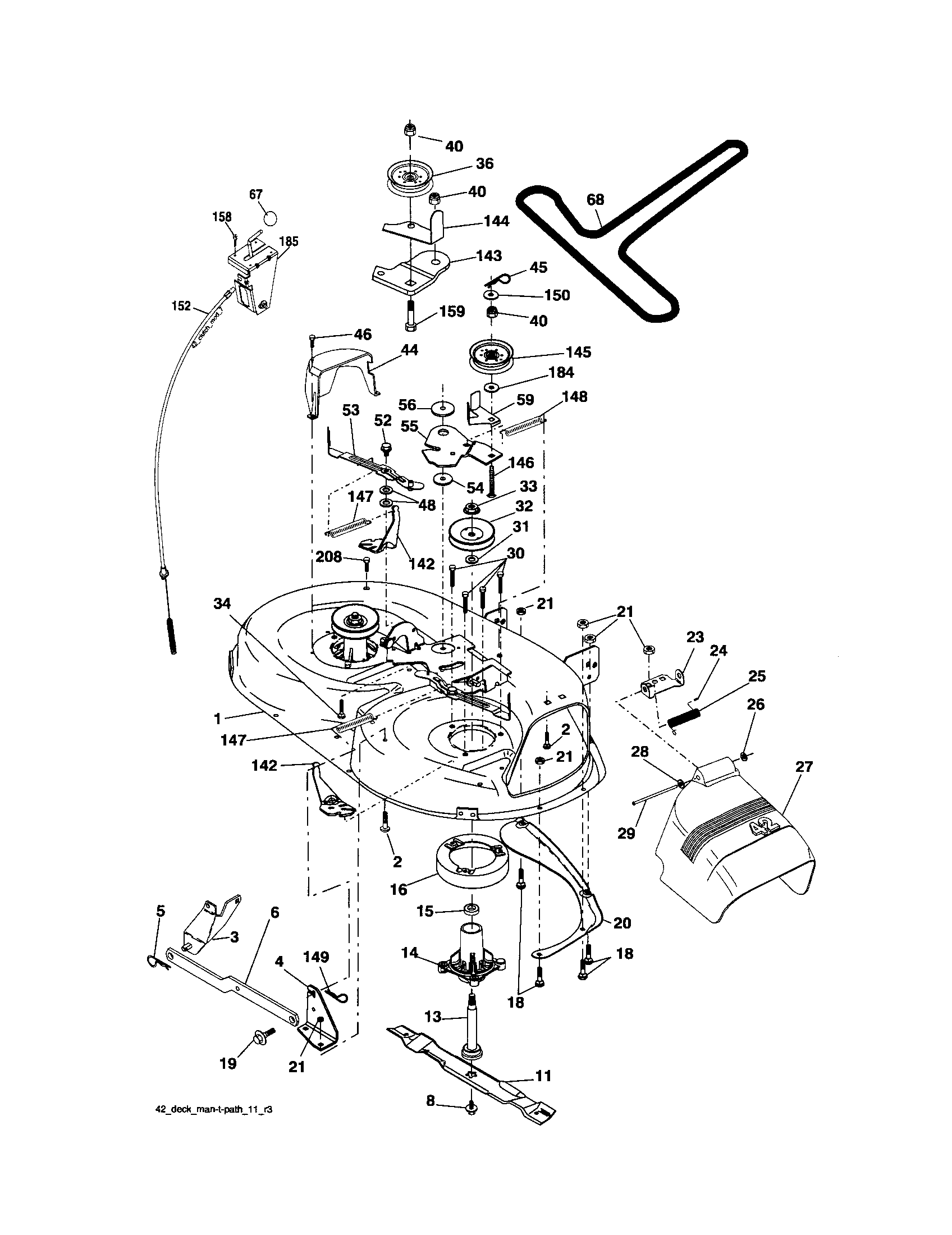 Mower Deck Diagram and Parts List for 917288050  Craftsman Lawn Tractor