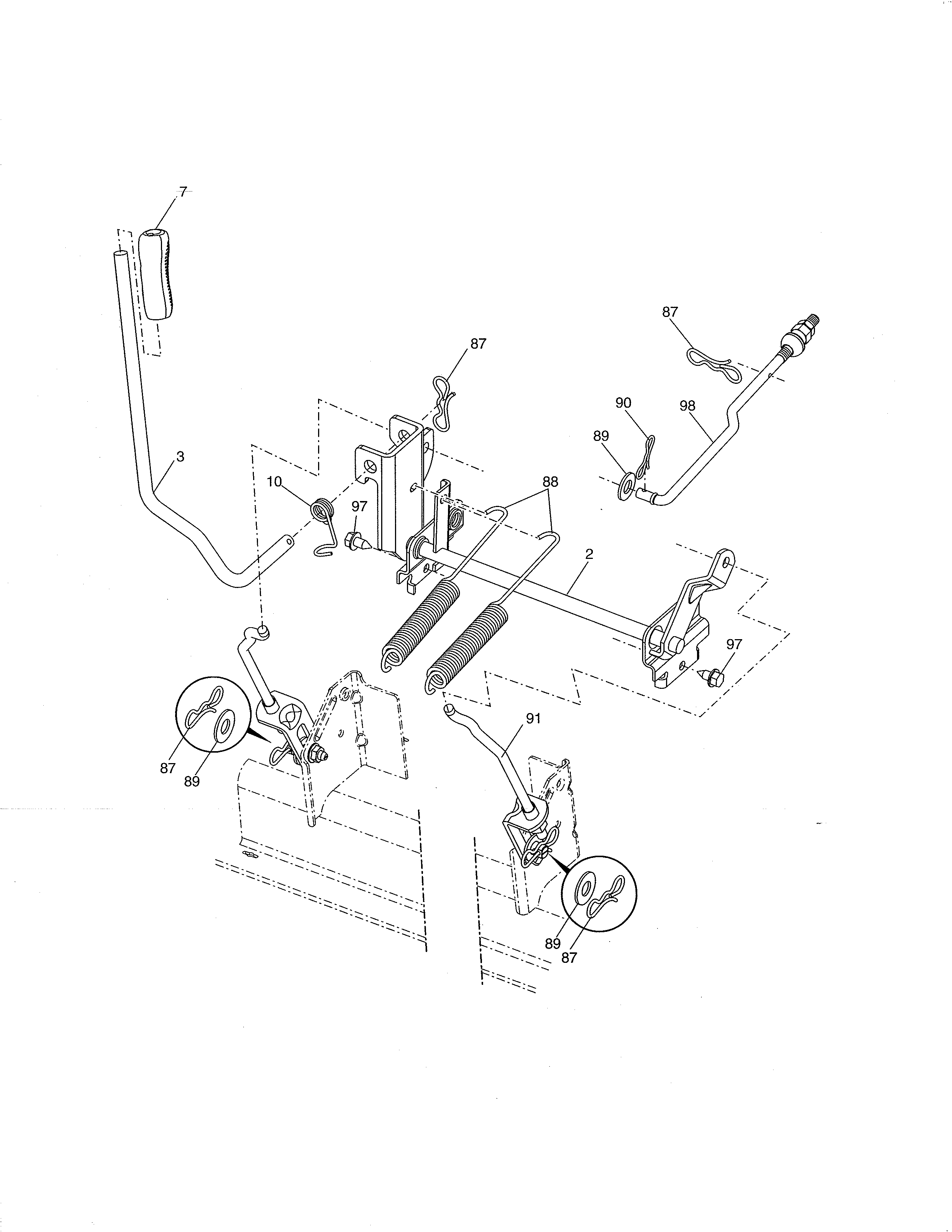 Lift Assembly Diagram and Parts List for 917286420  Craftsman Lawn Tractor