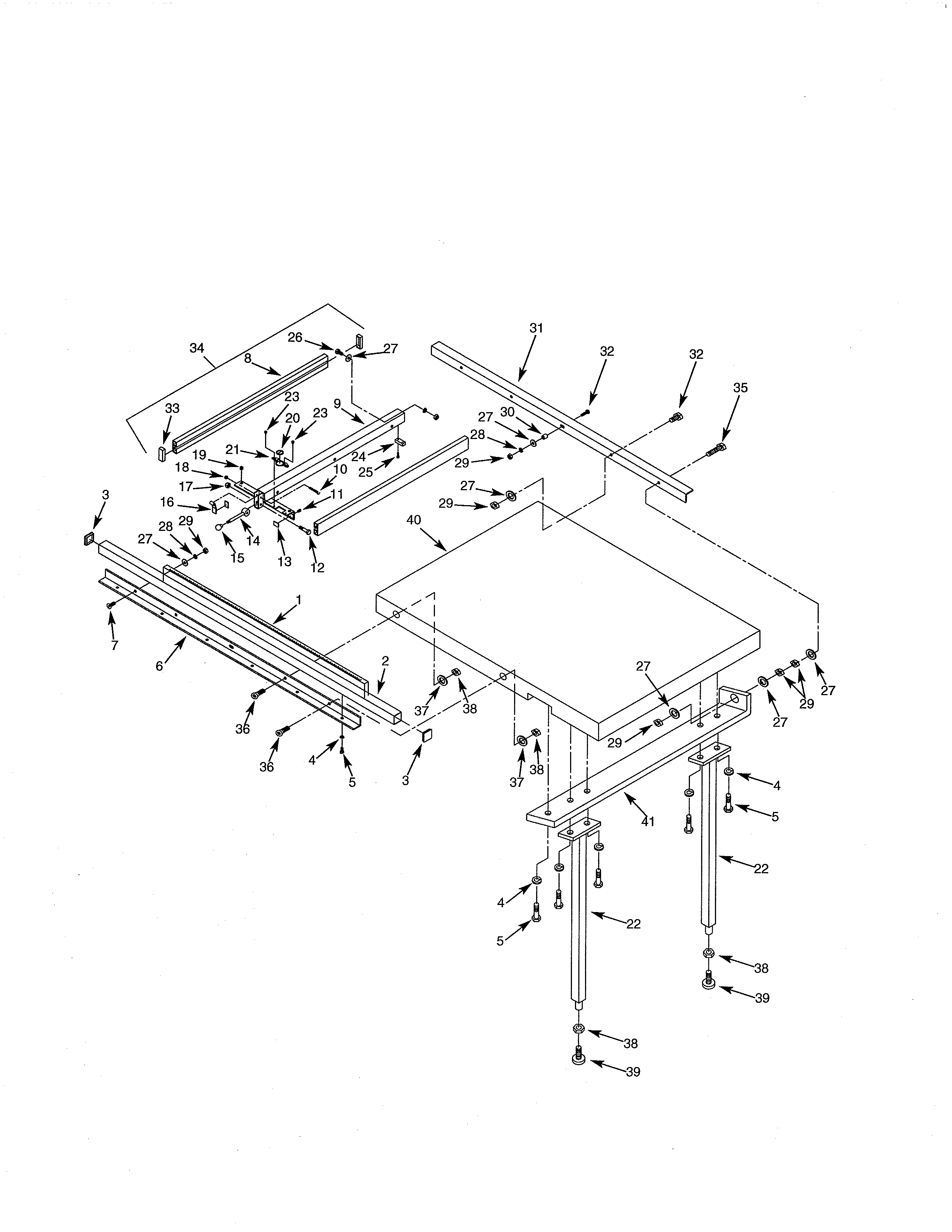 Rip Fence Diagram and Parts List for 351228031  Craftsman Table Saw