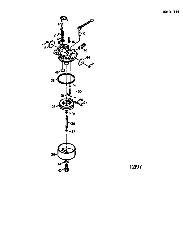 Carburetor 640086 Diagram and Parts List for 143640086  Craftsman Lawn Mower