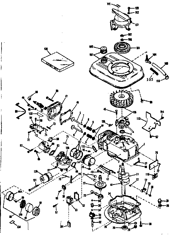 Basic Engine Diagram and Parts List for 143134052  Craftsman Engine