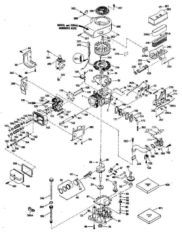 Replacement Parts Diagram and Parts List for 143406212  Craftsman Engine
