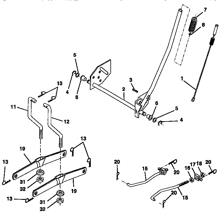 Lift Diagram and Parts List for 917258513  Craftsman Lawn Tractor