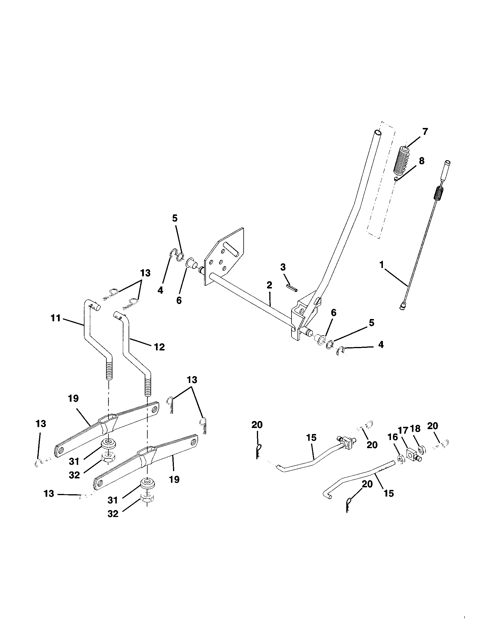 Mower Lift Diagram and Parts List for 917259070  Craftsman Lawn Tractor