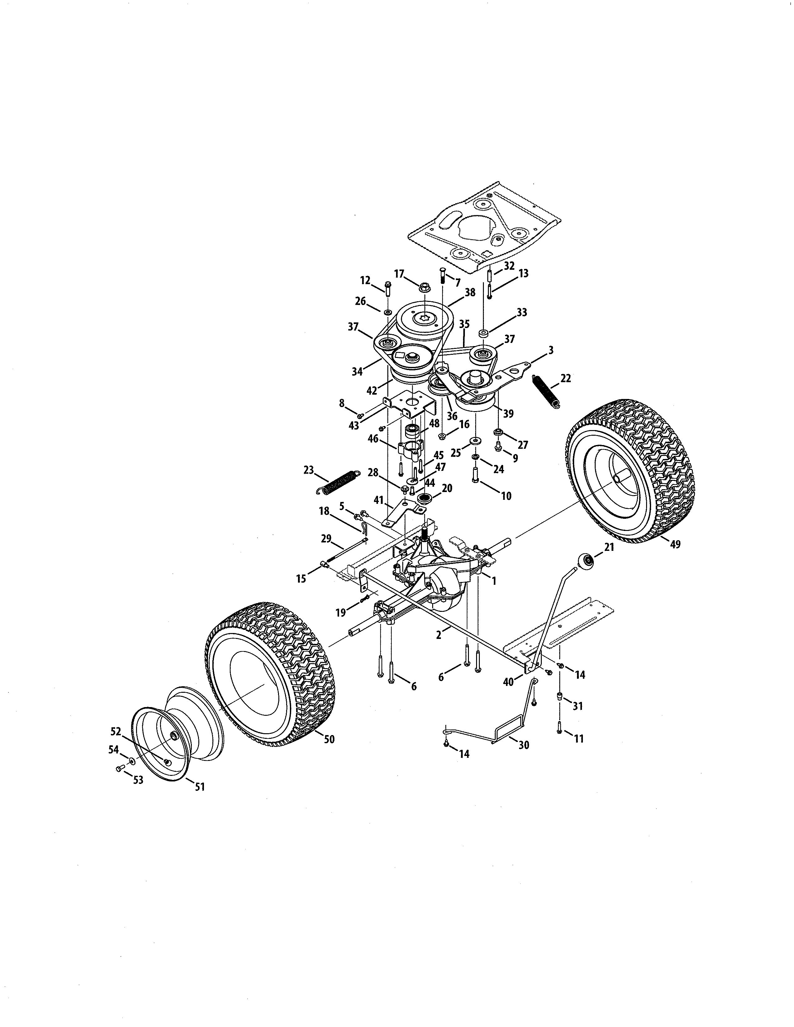Transmission/wheels Diagram and Parts List for 247250000  Craftsman Engine