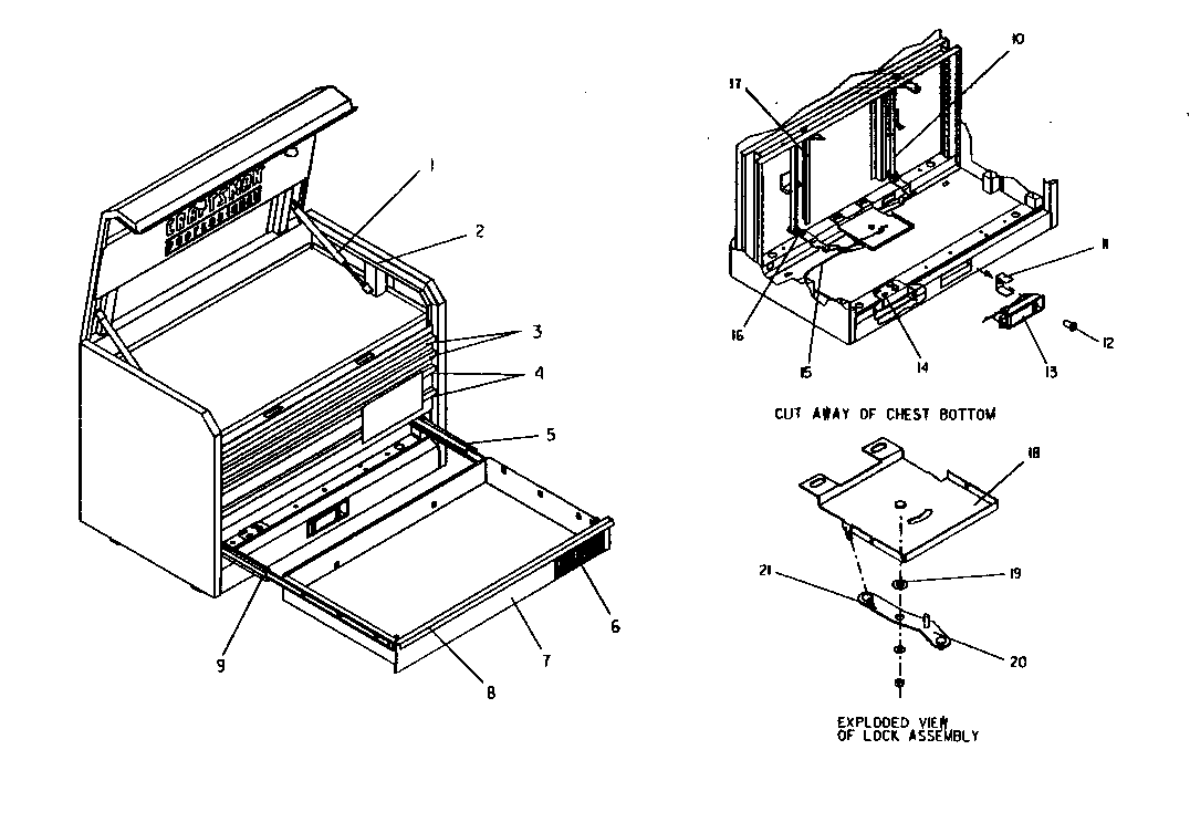 Chest Diagram and Parts List for 706954740  Craftsman Tool Stand & Cart