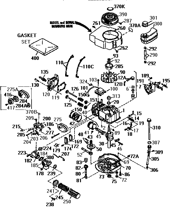 4 Cycle Engine Div. 71/143 Diagram and Parts List for 143965014  Craftsman Engine