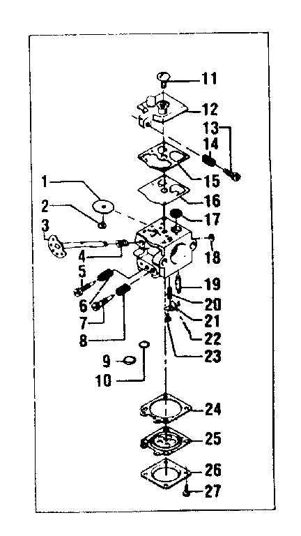 Carburetor Assembly For Part No. 35181 Diagram and Parts List for 358355150  Craftsman Chainsaw