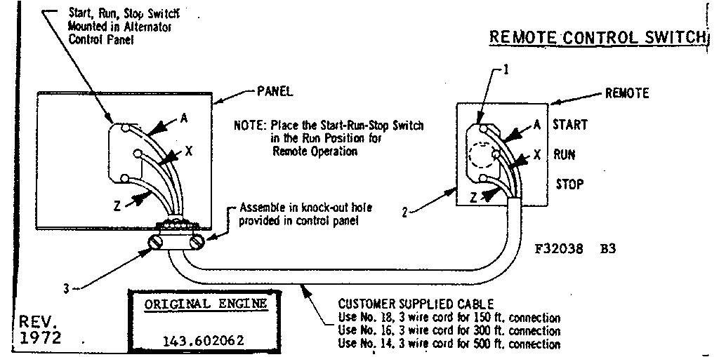 Remote Control Switch Diagram and Parts List for 58032038  Craftsman Engine