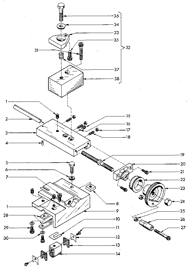 Slide Assembly Diagram and Parts List for 549289000  Craftsman Lathe