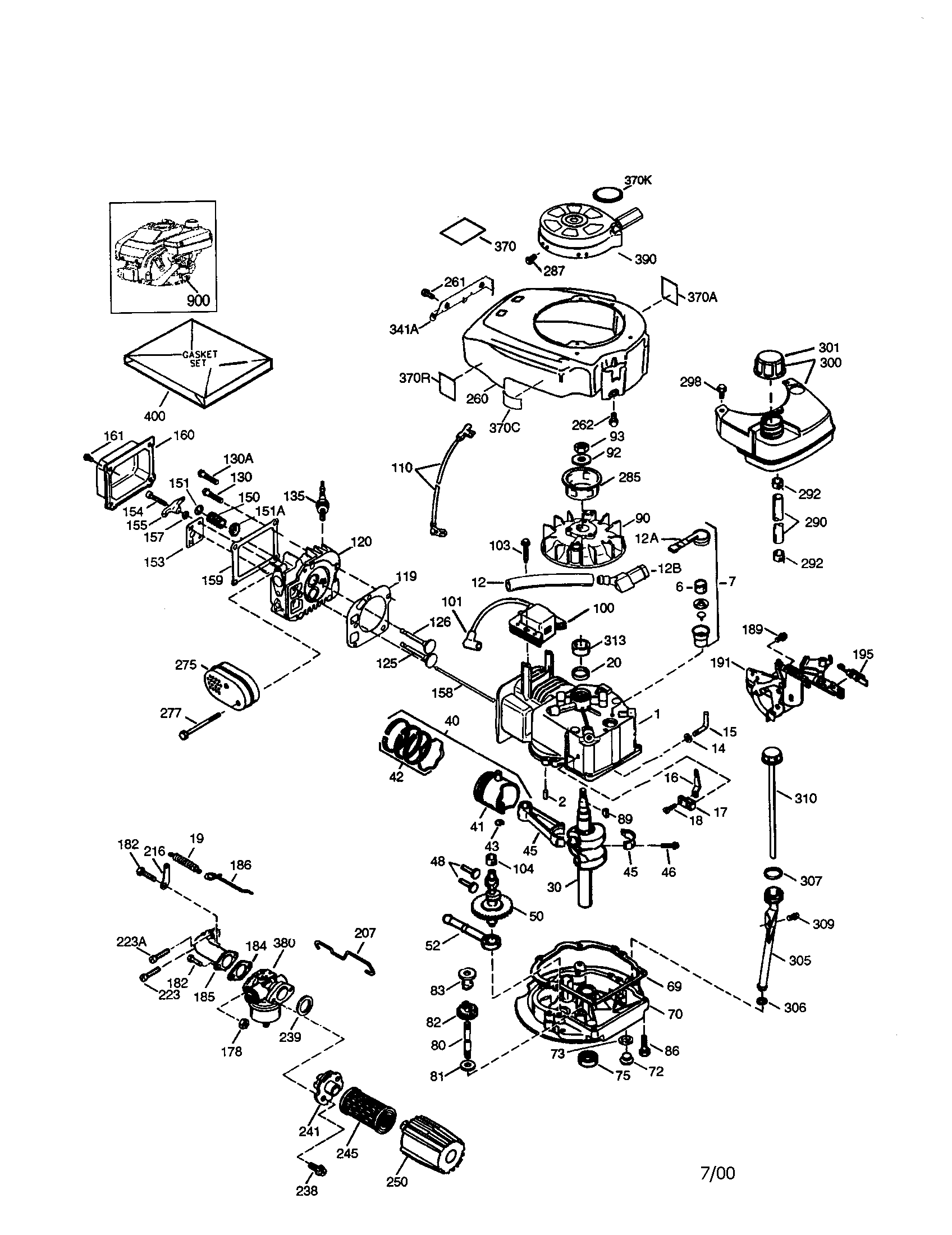 Craftsman 4-cycle Engine Diagram and Parts List for 143006008  Craftsman Engine