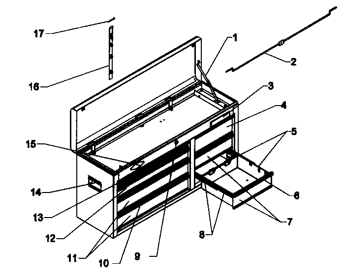 Chest Diagram and Parts List for 706619622  Craftsman Tool Stand & Cart