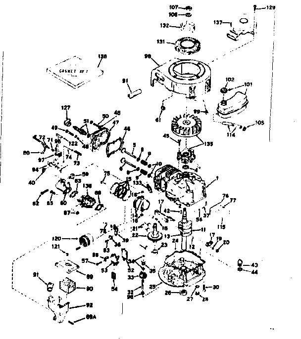 Basic Engine Diagram and Parts List for 143224112  Craftsman Engine