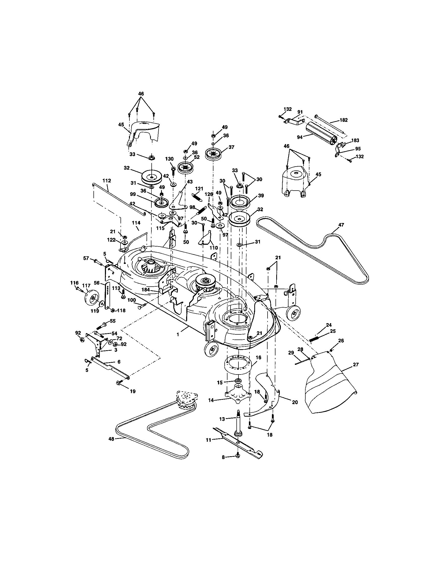 Mower Deck Diagram and Parts List for 917272264  Craftsman Lawn Tractor