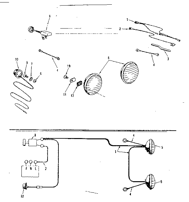 Headlight Assembly Diagram and Parts List for 91725510B  Craftsman Lawn Tractor