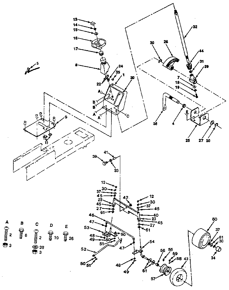 Steering And Front Axle Diagram and Parts List for 917255520  Craftsman Lawn Tractor