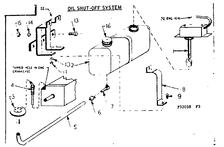 Oil Shut-off System Diagram and Parts List for 58032038  Craftsman Engine