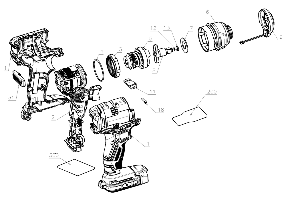 Diagram Diagram and Parts List for CMCF910B Type 1 Craftsman Cordless Drill