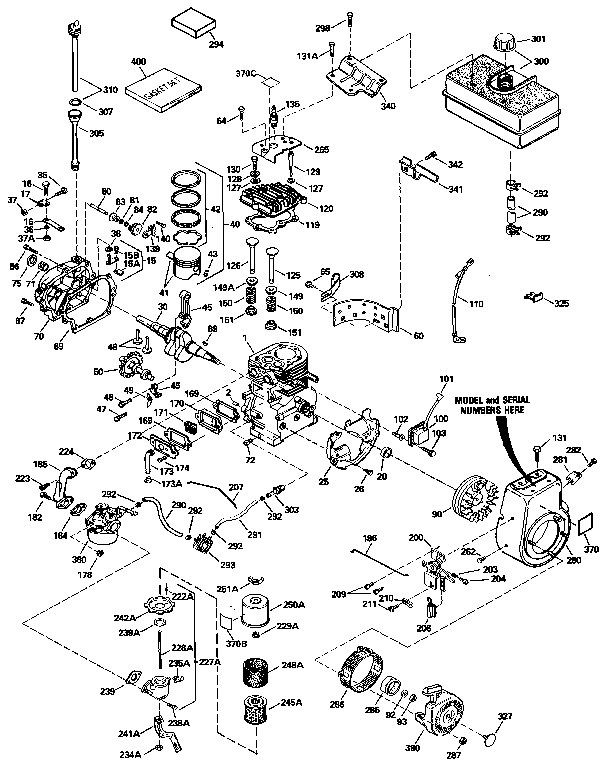 Replacement Parts Diagram and Parts List for 143826072  Craftsman Engine