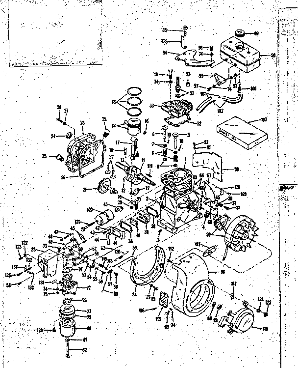 Basic Engine Diagram and Parts List for 14382002  Craftsman Engine