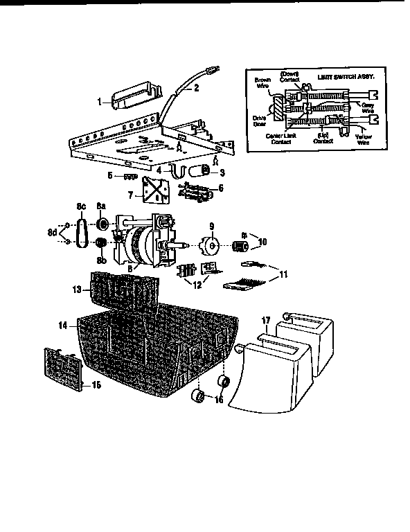 Opener Assembly Diagram and Parts List for 13953479SRT1  Craftsman Garage Door Opener