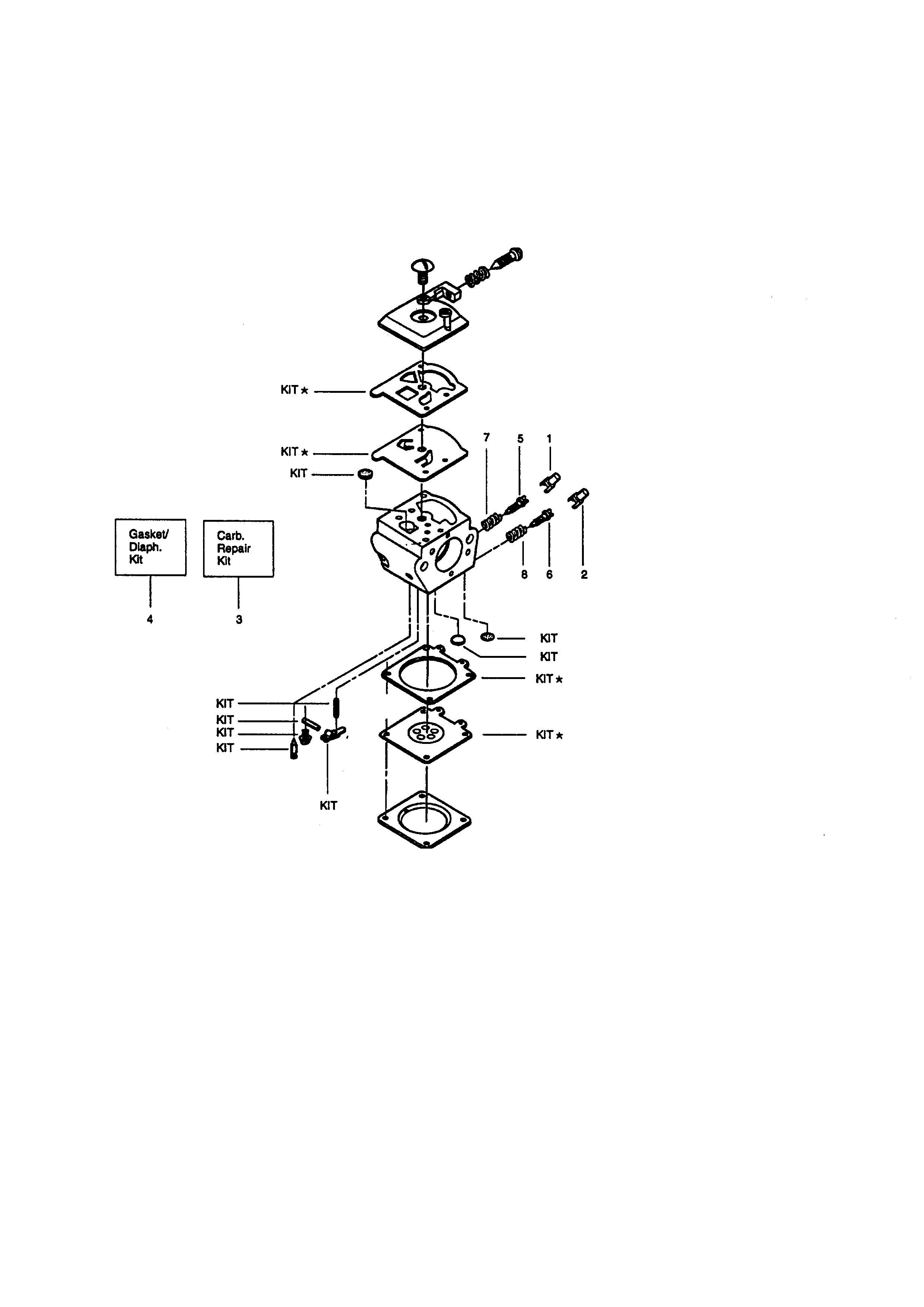 Carburetor Assembly Kit Diagram and Parts List for 358351340  Craftsman Chainsaw