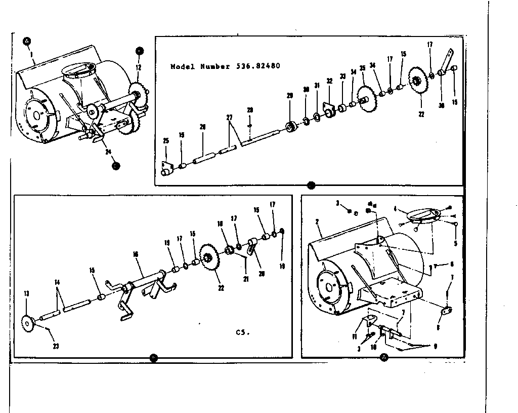 Engine Base Assembly Diagram and Parts List for 53682480  Craftsman Snow Blower