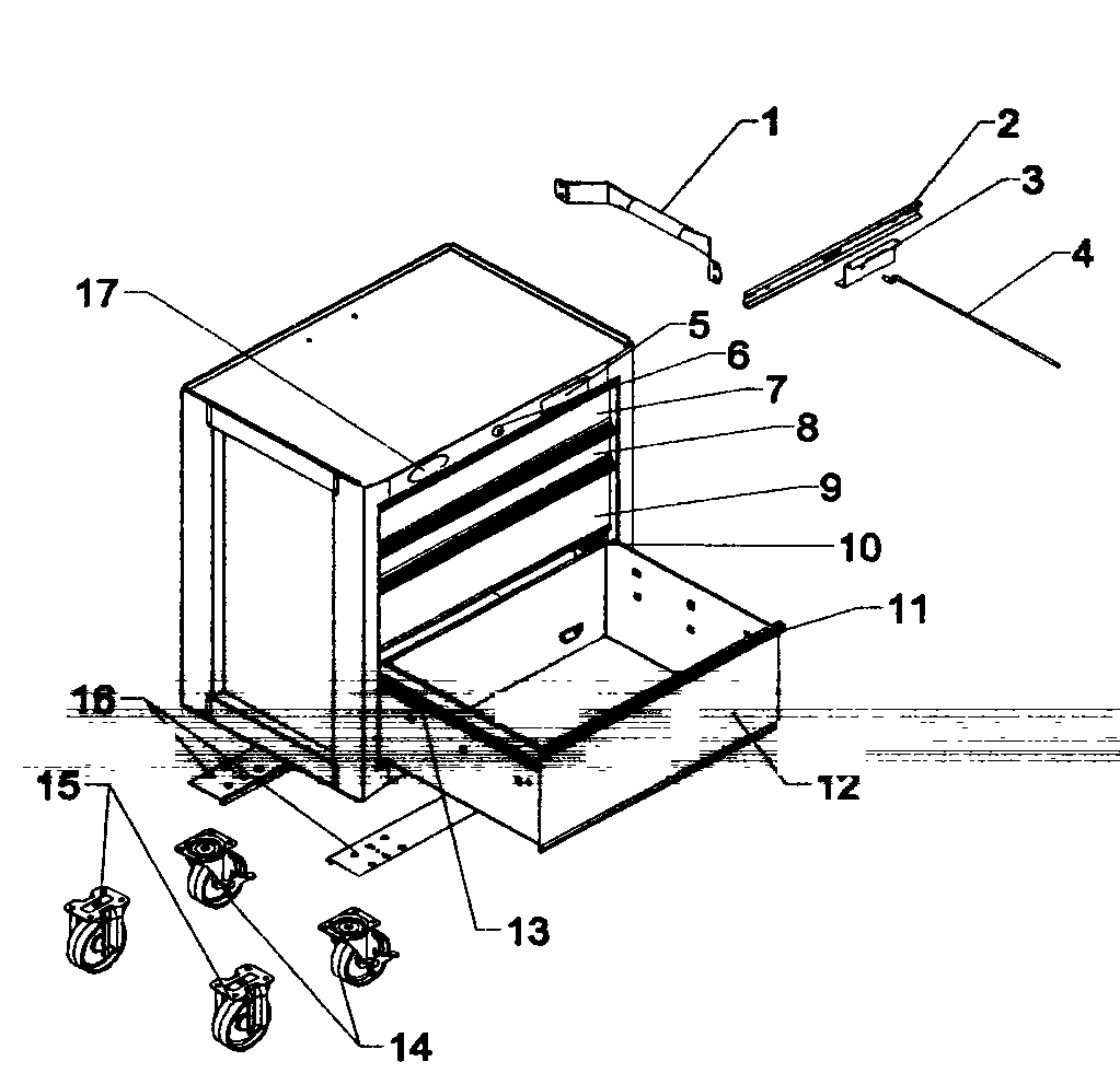 Chest Diagram and Parts List for 706596481  Craftsman Tool Stand & Cart