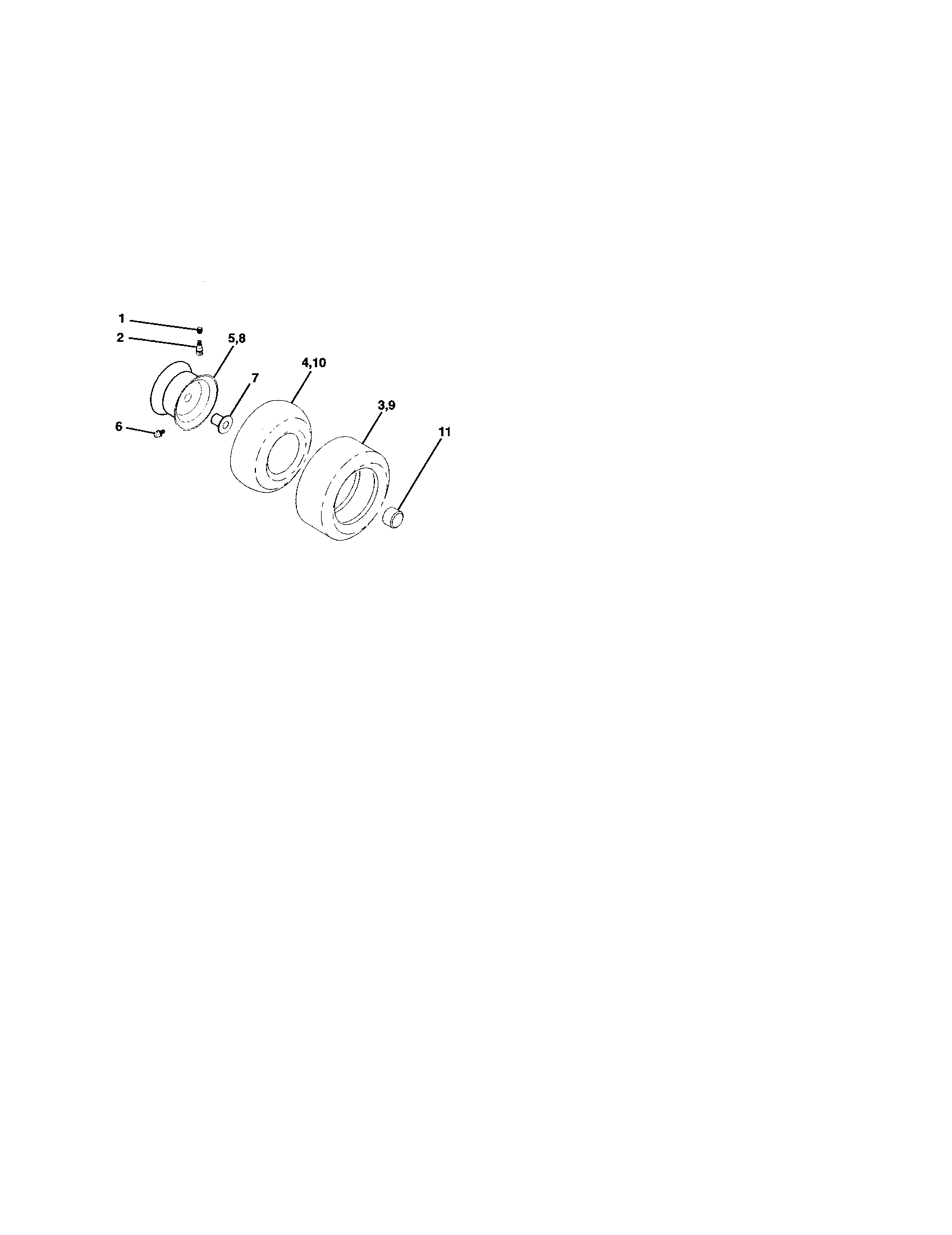 Wheels And Tires Diagram and Parts List for 91722068  Craftsman Lawn Tractor