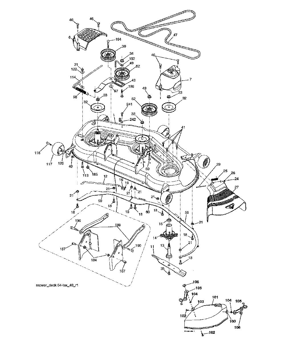 Mower deck Diagram and Parts List for 960420223  Craftsman Lawn Tractor