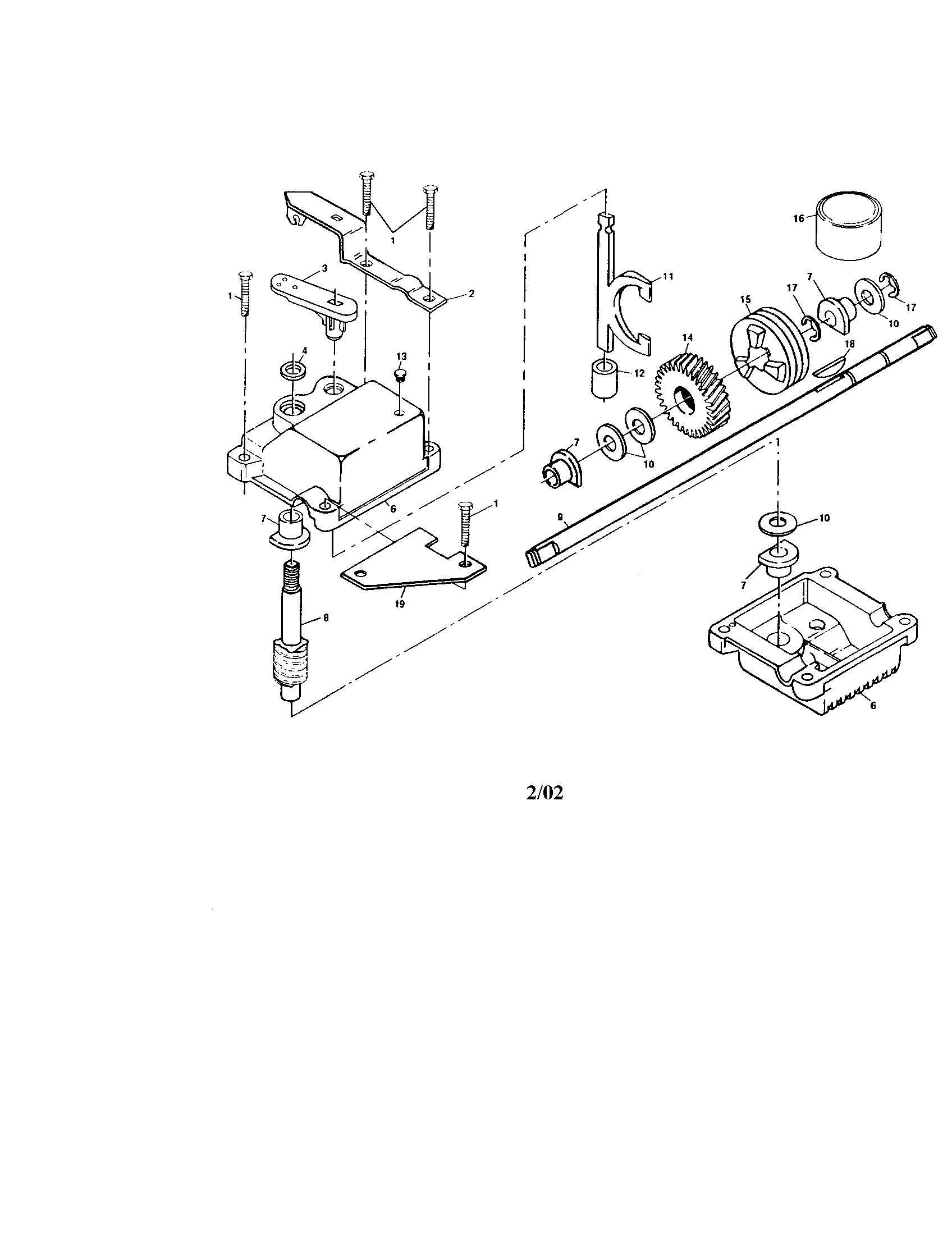 Gear Case Assembly Diagram and Parts List for 917176293  Craftsman Lawn Mower