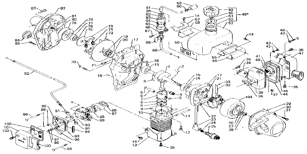 K3s 2 Cycle 21.2 Cc Engine Diagram and Parts List for 23489641  Craftsman Trimmer