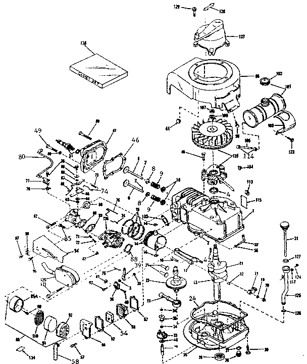 Basic Engine Diagram and Parts List for 143124021  Craftsman Engine