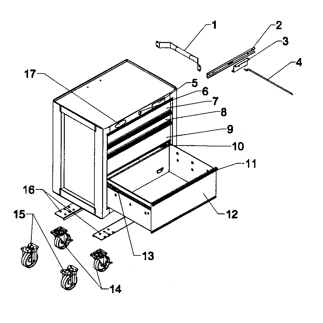 Toolbox Diagram and Parts List for 706592990  Craftsman Tool Stand & Cart