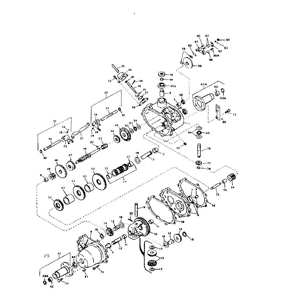 Transaxle Diagram and Parts List for 536255212  Craftsman Lawn Tractor