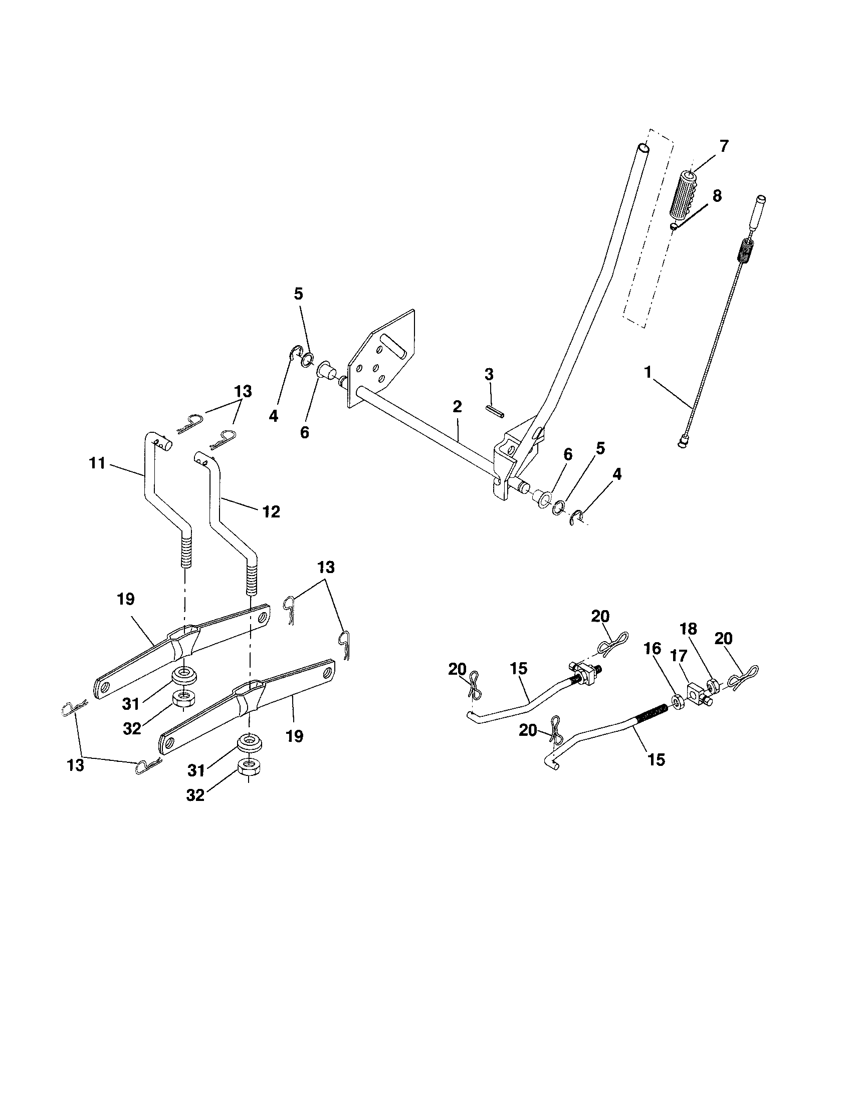 Lift Diagram and Parts List for 917256721  Craftsman Lawn Tractor