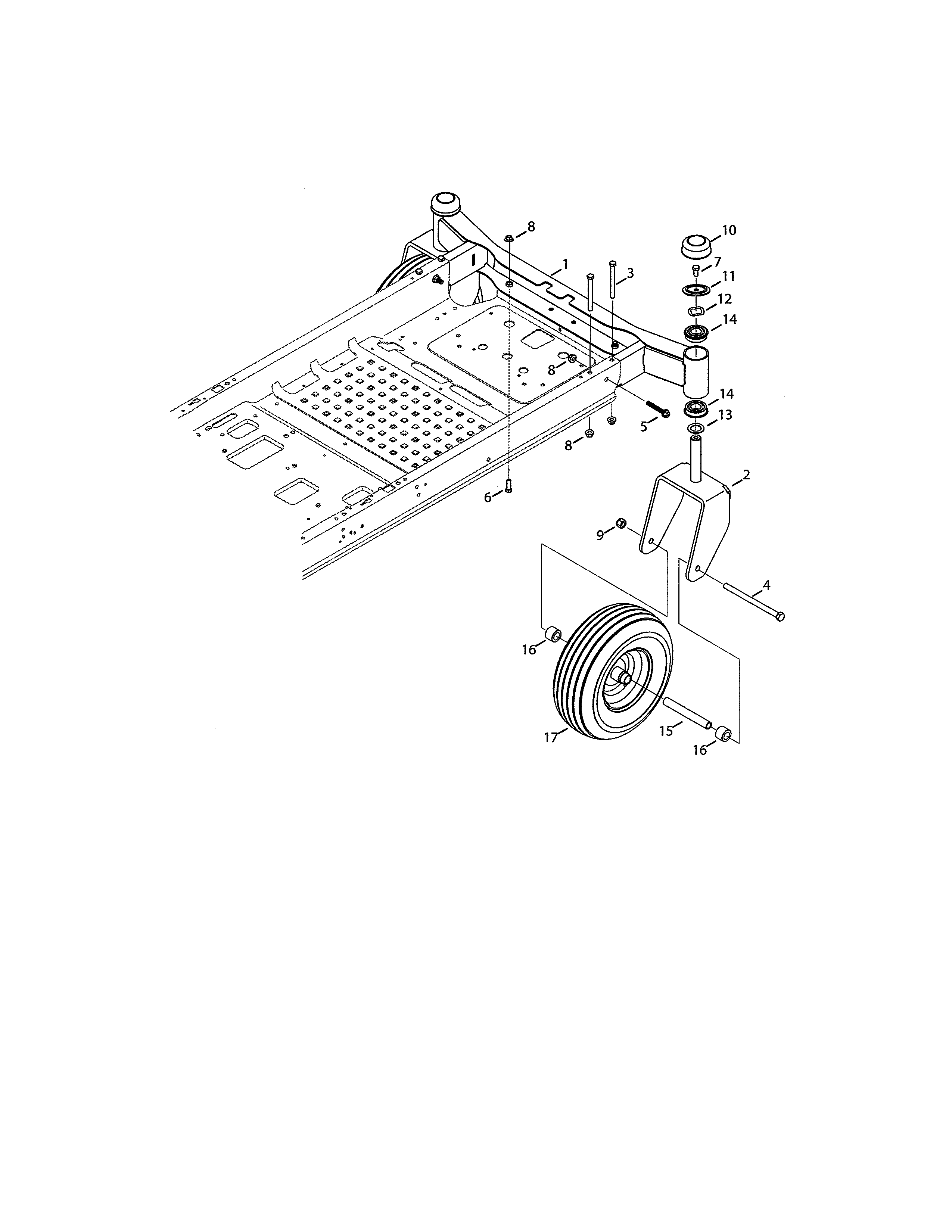 Wheel Assembly Diagram and Parts List for 247277750  Craftsman Engine