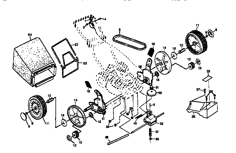 Drive Assembly Diagram and Parts List for 917376871  Craftsman Lawn Mower