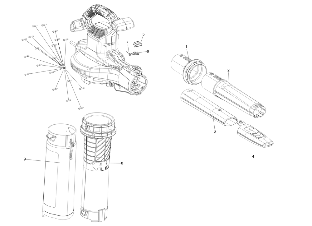 Diagram Diagram and Parts List for CMEBL7000 Type 1 Craftsman Leaf Blower / Vacuum
