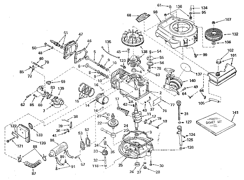Unit Parts Diagram and Parts List for 143235042  Craftsman Engine