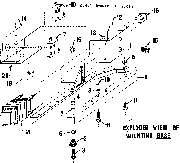 Mounting Base Diagram and Parts List for 580320130  Craftsman Engine